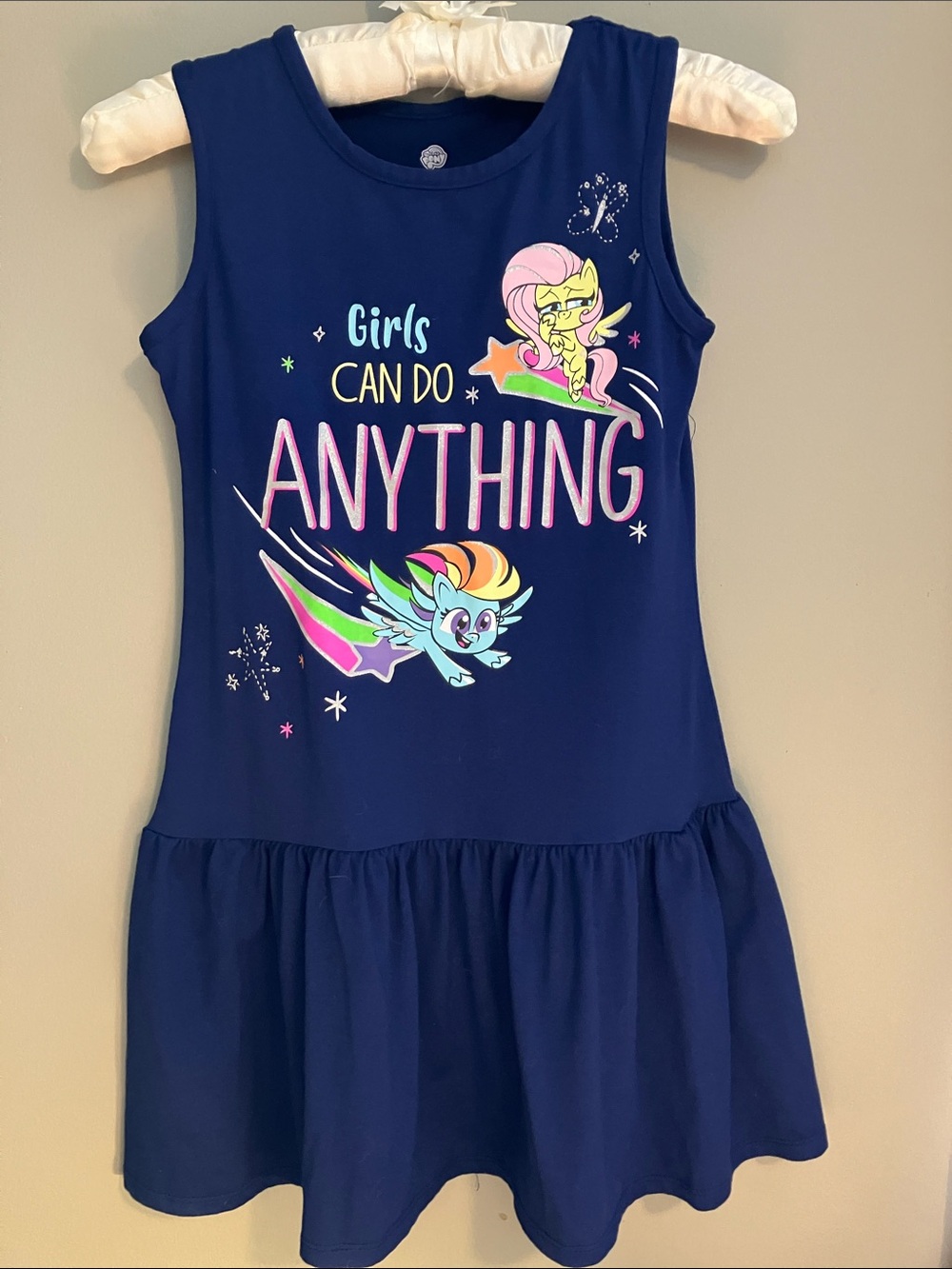 Girls Can Do Anything Navy Sleeveless Graphic Dress